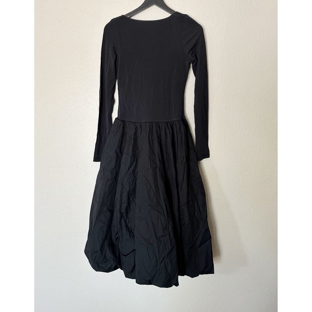 Madewell Dress Womens Midi Bubble-Hem Fit Flare Black Balletcore Size 0 NEW - Picture 3 of 8